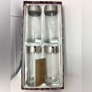 Set of 4 Italian Metal Rimmed Highball Glasses made by Cristalleria F.lli Fumo